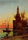 Hermann David Solomon Corrodi Canvas Paintings - Sunset On The Nile